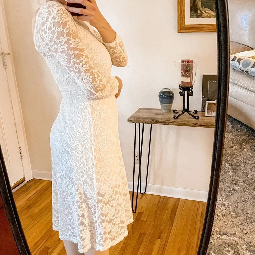Free People Lace Mini Dress White XS
